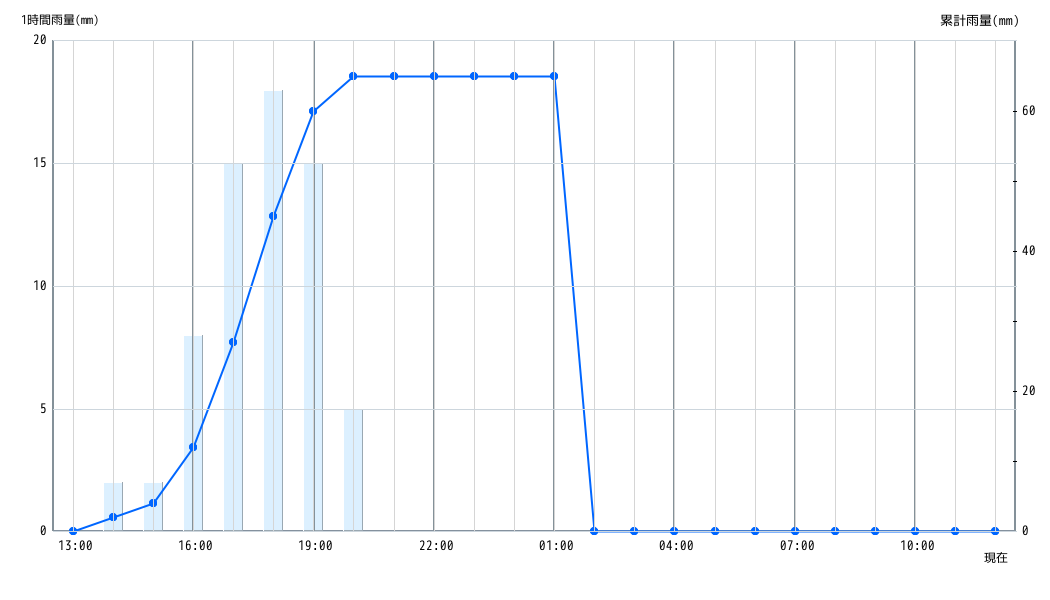 雨量グラフ 1時間