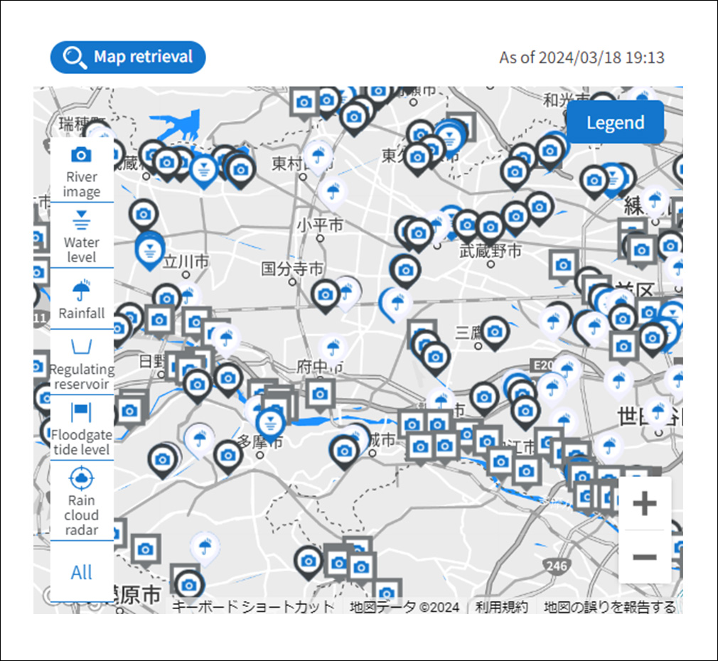 Screen example of the Flood Control Integrated Information System